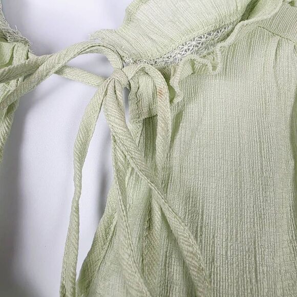 Mine Sage Green Ruffle Tie Neck Sleeveless Blouse Size M - Picture 5 of 9